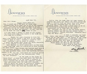Stan Laurel Letter Signed With His Full Signature ''Stan Laurel'' -- Laurel Describes a Scene Cut From ''Swiss Miss'': ''...Re the bomb in the piano in 'Swiss Miss'...''
